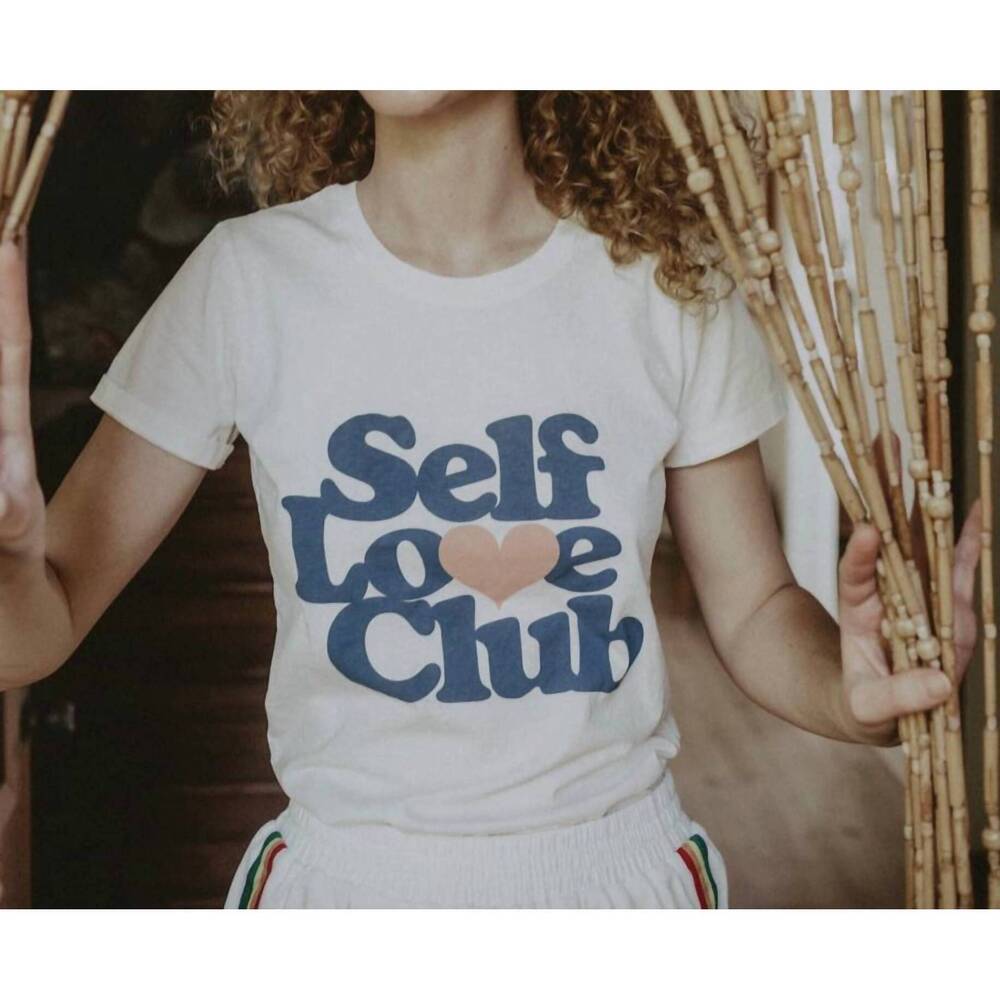 NEW THE BEE & THE FOX self love club graphic tee in white